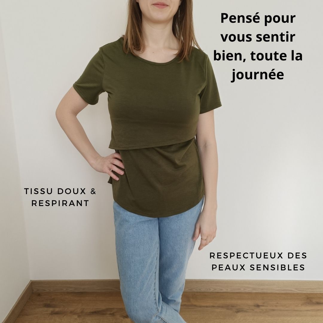 T-shirt d'allaitement discret pour allaiter sans stress, même en public